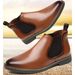 Men's Large Size British Pointed-toe Martin Youth Korean Style Trendy Chelsea Boots, Short Retro Leather Shoes_vogvips.com
