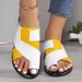 Casual Flat Large-size Women's Slippers 2024 New Style, Color-blocked Slip-on Comfortable Black And White Foreign Trade Peep-toe Shoes_vogvips.com