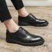 Euro Step 2025 Spring New Style Suit Korean Version Brogue Daily Casual Pointed Toe Men's Leather Shoes_vogvips.com