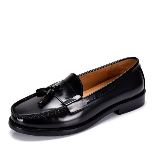 British Style Trendy Slip-On Shallow Mouth Patent Leather Business Casual Formal Men's Tassel Loafers_vogvips.com