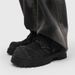 Men's Distressed Denim Derby Shoes - Chunky Sole Punk Style Lace-Up Sneakers For Streetwear & Casual Outfits (Black, EVA Cushioned)_vogvips.com