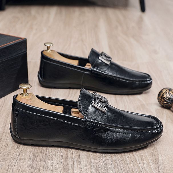 DouDou Shoes - Men's One-Piece Business Casual Leather Shoes, Lazy Loafers, High-end British Men's Shoes_vogvips.com