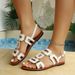 Cross-border Plus-size Belt Buckle Hollow Flat For Women, 2026 Summer New Fashion Versatile Outdoor Beach Sandals_vogvips.com