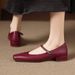 Cameido French Vintage Square Toe Versatile Shallow Square Heel Shoes For Women, 2025 Autumn Mary Jane Style With Ankle Strap_vogvips.com