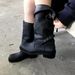 Designer Leather Flap Cover,two-way Wear,stackable Boots,women's,with Belt Buckle,motorcycle-style, Martin Boots, Mid-calf Length,western Cowboy Boots_vogvips.com