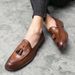 Pointed Toe casual leather shoes men's wedding shoes brogue tassel slip-on height increasing men's shoes tendon bottom hair stylist fashion shoes_vogvips.com