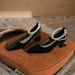 Elegant Square Head Shallow Mouth Single Shoes For Women S Autumn And Winter New Collection Dark Green Pearl_vogvips.com