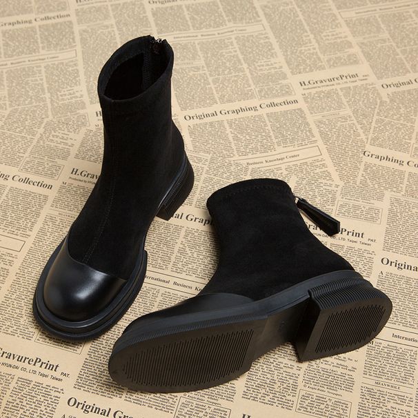 ~ Genuine Leather 2025 New Autumn Super Popular Internet Celebrity Martin For Women Thick Sole Chunky Heel Slim Short_vogvips.com