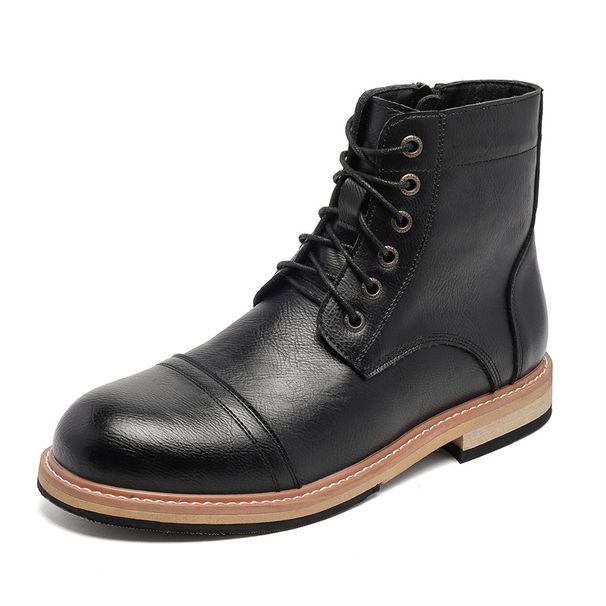 Martin Boots Men's High-top Thick-soled Heightening Soft Leather Boots Retro Tooling Locomotive Boots_vogvips.com