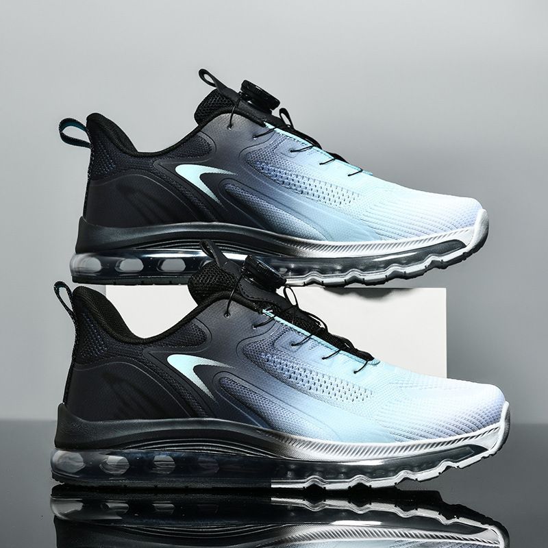 Mens Blue White Gradient Air Cushion Running Shoes Breathable Mesh Upper Non Slip Athletic Sneakers For Sports And Daily_vogvips.com