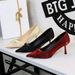 9527-1 French-style Fashionable High-heeled With Gold Silk Satin Bow, Pointed Toe, Shallow Cut, Slip-on, Thin Heel_vogvips.com