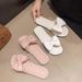 Women's Summer Slippers Korean Style Home Use Flat Bowknot Bathroom Sandals Non-Slip Lightweight Outdoor One-Word Sandals_vogvips.com