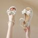 Fairy Wind Bow Sandals Female Platform Pearl Elastic Open-toed Roman Beach Shoes With Skirt_vogvips.com