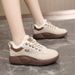 XQ5801 2 New 2024 Autumn And Winter Thick Soled Height Enhancing Women's Shoes Color Matching Warm Low Top Plus Velvet Simple Cotton Shoes_vogvips.com