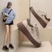Women's 2024 New Thick-Soled White Sneakers Sports Casual Board Comfortable Height-Increasing Dad Shoes Round Toe_vogvips.com