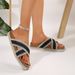 Plus Size Platform Sandals Women's Fabric Cross Strap Flat Beach Sandals Summer New Style For Wide Feet_vogvips.com