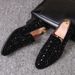 Trendy Wedding Hairstylist Men's British Style Low-top Pointed Toe Rhinestone Sequin Slip-on Business Leather Shoes_vogvips.com