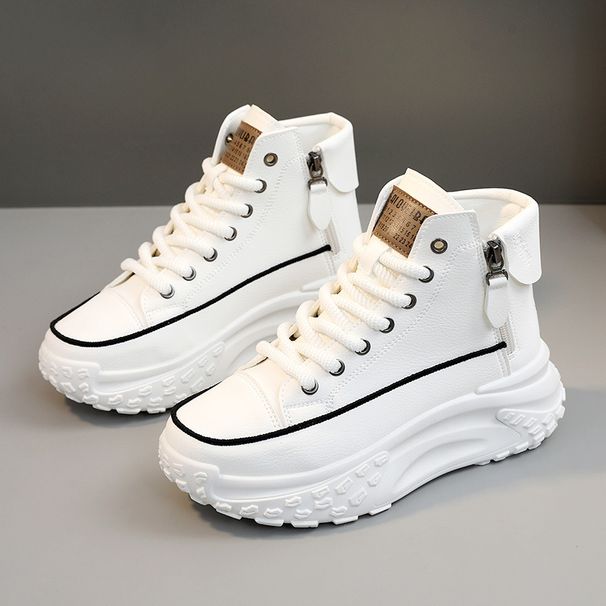 ZY0011 High-top Shoes Women's Shoes Round Head Shoes Thick Sole Heightening Casual Board Shoes Street Shot_vogvips.com