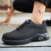 Men's Safety Work Shoes, Anti-Smashing Anti-Puncture, Breathable Mesh, PU Air Cushion Sole, Steel Toe Protective Footwear For Garden Work Shoes_vogvips.com