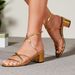 New Foreign Trade Cross-border Gold Korean-style One-strap Women, Chunky High-heeled Sandals With Round Toe, Fashionable_vogvips.com