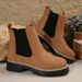 Chelsea Boots Casual Slip-On Ankle Boots With Thick Sole, Round Toe & Anti-Slip Rubber Outsole For Winter, Fashionable Martin Style_vogvips.com