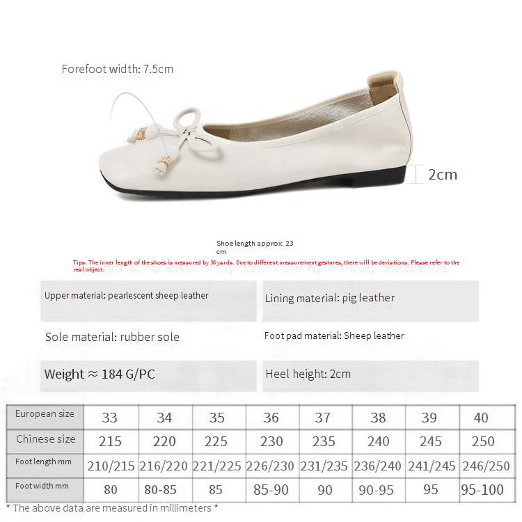 【Full Leather Inside And Out, Soft Sole And Soft Upper】Cameido 2025 Autumn Pearlized Lamb Leather Bow Flat Single Shoes_vogvips.com