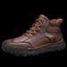 Men's Lace Up Casual Leather Shoes, Handmade Stitching, Outdoor Anti Slip And Wear-resistant Low Cut Hiking Workwear Boots_vogvips.com