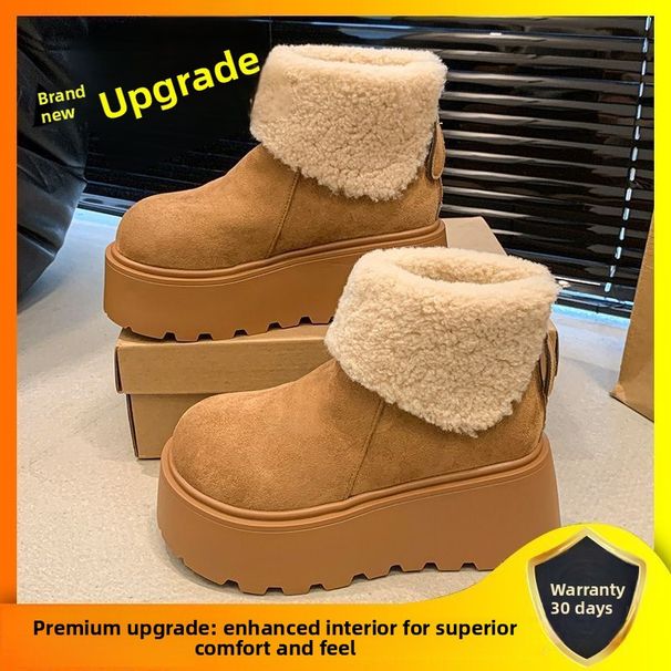 Furry Thick-Soled Short Fashion Snow 2025 Winter New Style With Fleece And Thickened Platform Sole Cotton Shoes Boots_vogvips.com