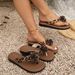 Cross-border Plus-size Leopard Print Floral Accessory Flip-flop Sandals For Women, Fashionable Versatile Flat_vogvips.com