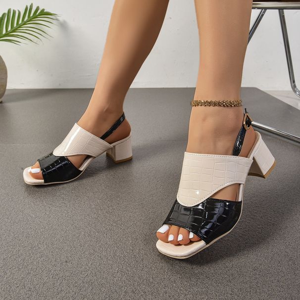 SHLIANG Women's Peep Toe Sandals Chunky Heels Fashion Buckle Strap Slingbacks Summer High Heels Synthetic Leather Sandals Womens Shoes Y0617_vogvips.com