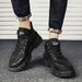 Men's High Top Work Boots Breathable Summer Hiking Shoes With Fleece Lining Slip-Resistant Rubber Sole Outdoor Casual Boots_vogvips.com