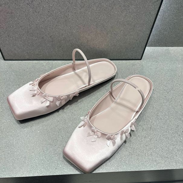 Women’s Shoes Spring New Products Exquisite Niche Design Pink Bowknot Shallow Mouth Flat Sandals_vogvips.com