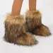 Womens winter fluffy fur mid calf snow boots Y2K fashionable warm womens shoes outdoor 240907_vogvips.com