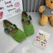 French Matte Mary Jane Women's Singles For Spring And Summer 2025, Square Toe Magic Sticker Rhinestone Fashionable_vogvips.com