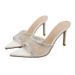 Summer Women's Stunning Thin Rhinestone Heel Slippers To Match Dresses Pointed Toe High Heels Fashionable And_vogvips.com
