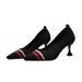 2024 Spring Autumn European And American Export Striped Shallow-Heel Pointed-Toe Stilettos, Ins-Style Workplace Trend,_vogvips.com