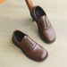 Leather Shoes Men's Autumn Breathable Trendy Shoes Versatile Trendy Brand British Thick Soled Casual Black Anti Slip Square Toe Leather Shoes_vogvips.com