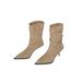 Sheepskin Version ~ Elegant Slimming Pointed Toe Stiletto Belt Buckle Ruched Pile Short Versatile Fashionable Outerwear_vogvips.com