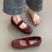 Single Shoes Women's Xiaoxiangfeng Flats Mary Jane Women's Shoes Square Head Ladyshoes Evening Evening Breeze Gentle Shoes_vogvips.com