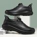 Men's Summer Leather Sneakers with Rotating Buckle Hollow out Non-Slip Sports Casual Shoes Breathable Thick Sole Outdoor Hiking_vogvips.com