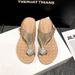 Summer Rhinestone Flip Flops Women's Flat Sandals For Outdoor Wear Versatile Bohemian Beach Sandals New Style_vogvips.com