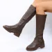 Retro Brown Knee High Large-sized Low Platform Long Autumn Pu Leather Zipper Womens Warm Boots 240911_vogvips.com