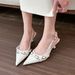Stylish! White Pointed-toe Buckle Strap Stiletto High-heeled Shoes For Women, Spring Closed-toe Backless Sandals_vogvips.com