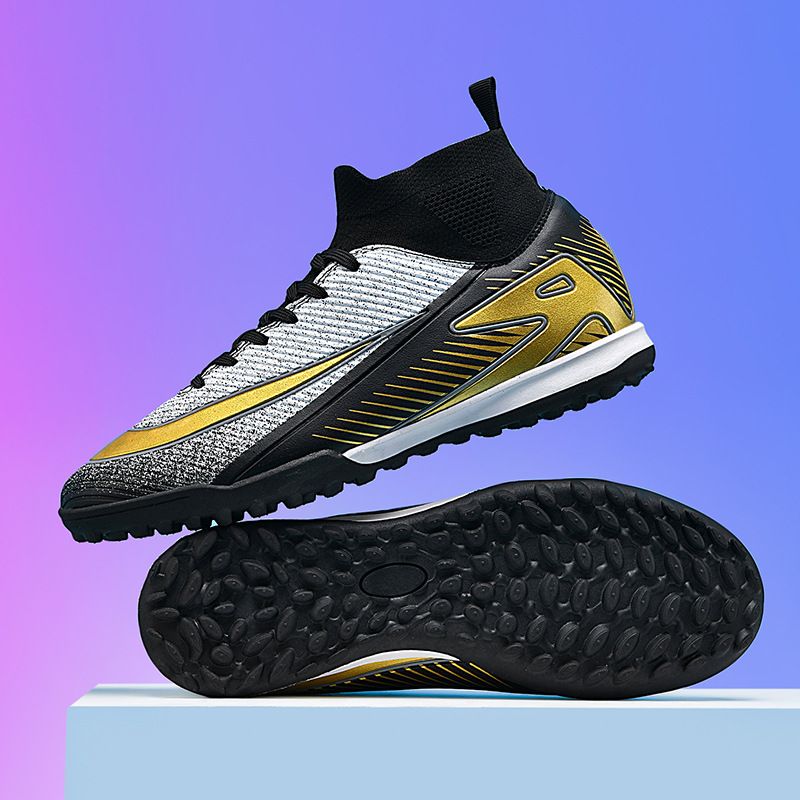 Football shoes Men's and women's breathable high tops with long nails crushed football shoes indoor training shoes_vogvips.com