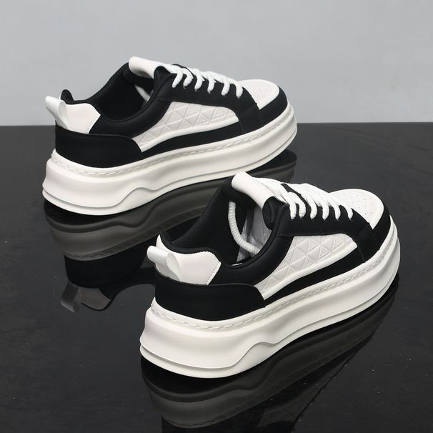 Men's Breathable White Sneakers Thick Soled Sports Casual Shoes Odor Resistant Wear Resistant Spring Style Height Increasing Sizes 6-07_vogvips.com