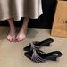 Korean Style Rhinestone Pointed-toe Stiletto Thong Sandals - New Women's Fashionable, Versatile, And Comfortable Outdoor Slides_vogvips.com