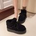 Thick Sole Cross Strap 2025 Winter New Cotton Shoes With Fleece Lining, Thickened And Warm Short Boots, Slip-On Sheep_vogvips.com