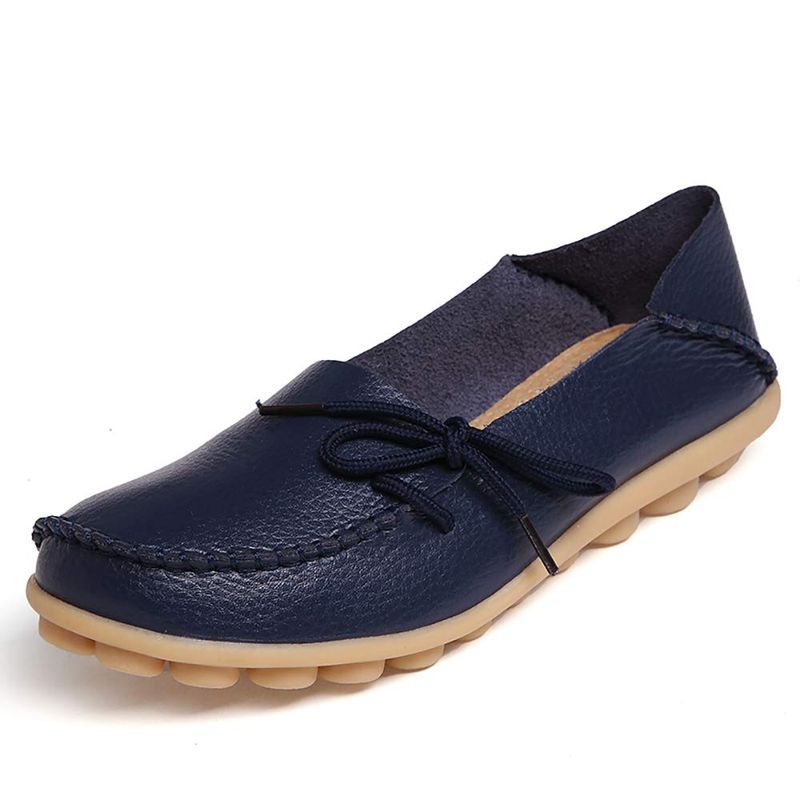 Women’s Lace Up Classic Oxford Boat Ballet Driving Moccasins Flat Ladies Soft Leather Shoes_vogvips.com