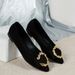 Women's Metal Decor Flat Shoes, Elegant Pointed Toe Slip On Shoes, Comfortable Walking Shoes_vogvips.com