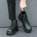 Men's Shoes Thick Soled Height Increasing Martin Boots Men's Simple Slip On Short Boots Rubbed Color Retro British Leather Boots_vogvips.com